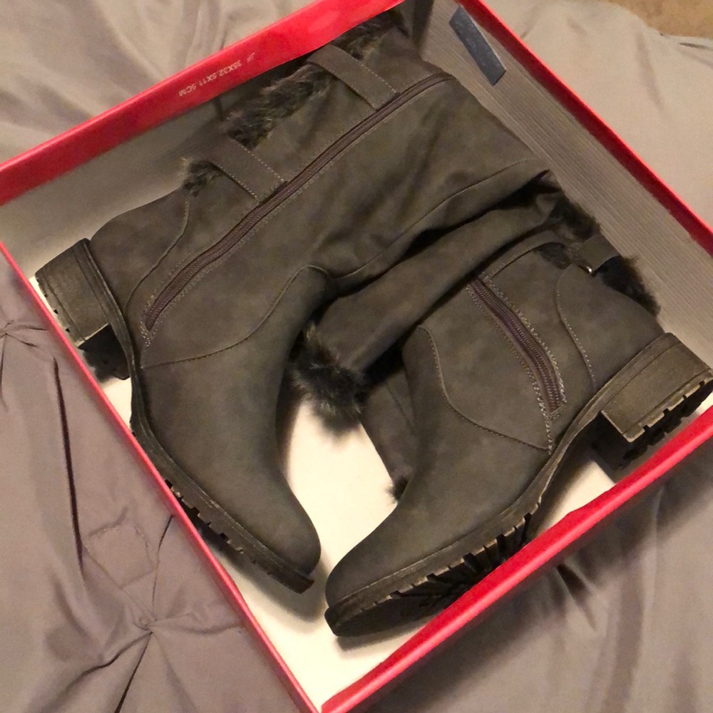 Tall gray boots